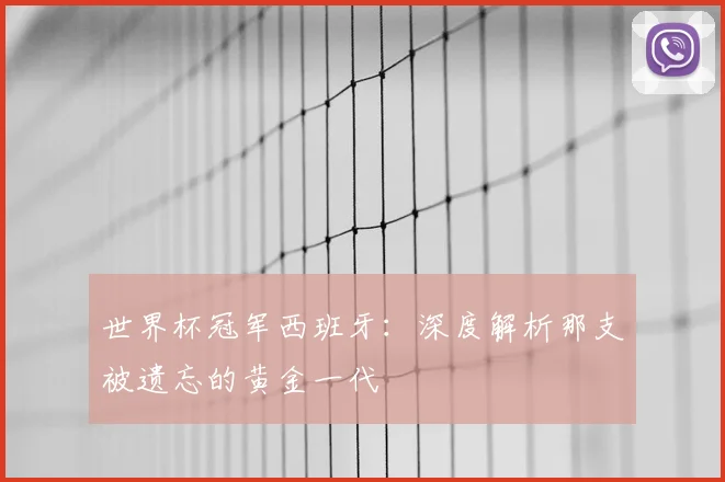 世界杯冠军西班牙：深度解析那支被遗忘的黄金一代